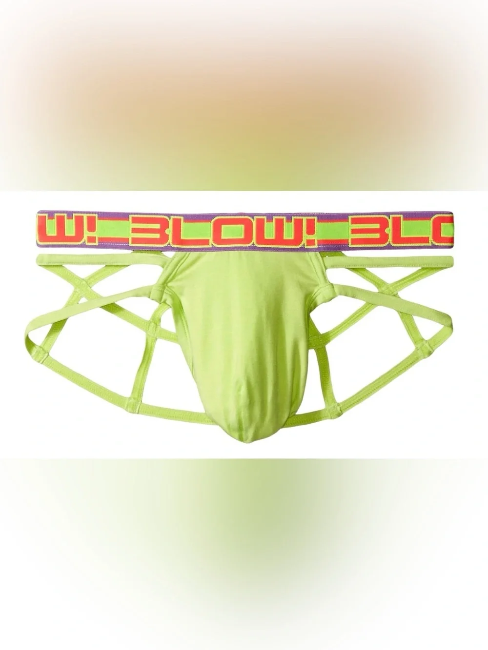 Andrew Christian…  Neon Lime Cage Briefs with Bold Logo Waistband